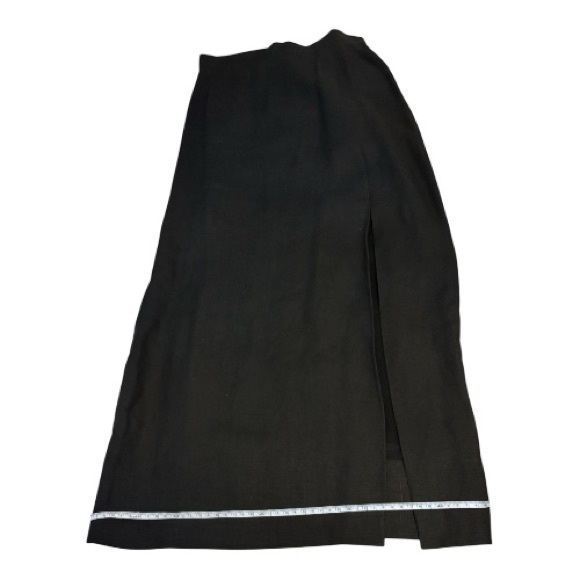 Powerline Canada Black Linen Maxi Skirt High Waist Sexy Slit Minimalist Luxury - Picture 6 of 14